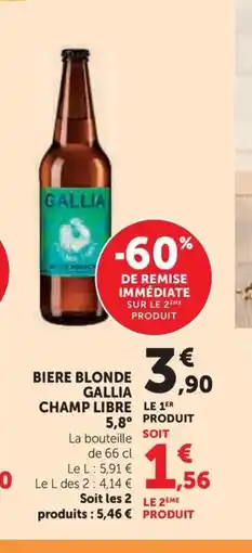 Super U GALLIA CHAMP LIBRE 5,8° Biere blonde offre