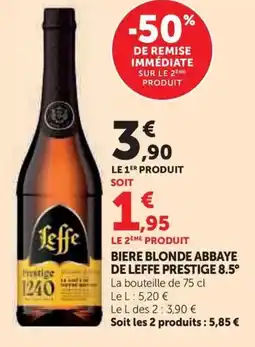 Super U Biere blonde abbaye de leffe prestige 8.5° offre