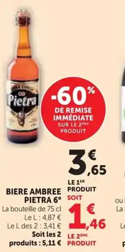 Super U PIETRA 6° Biere ambree offre
