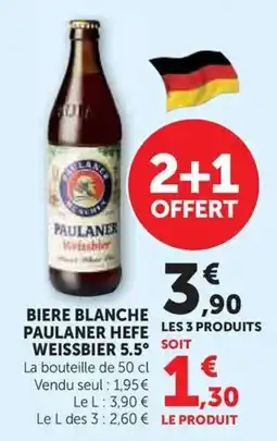 Hyper U Biere blanche paulaner hefe weissbier 5.5° offre