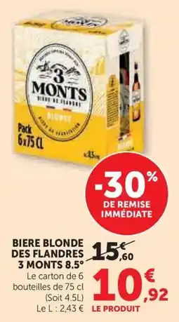 Hyper U Biere blonde des flandres 3 monts 8.5° offre