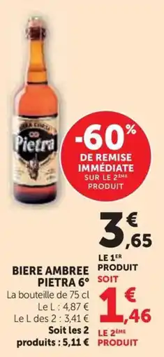 Hyper U Biere ambree pietra 6° offre