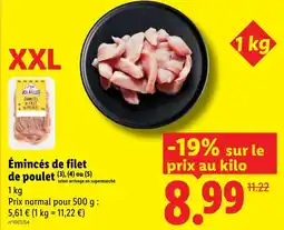 Lidl Émincés de filet de poulet offre