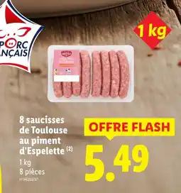 Lidl 8 saucisses de toulouse au piment d'espelette offre
