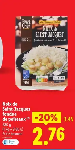 Lidl Toque du chef noix de saint-jacques fondue de poireaux offre