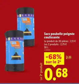 Lidl Sacs poubelle poignée coulissante offre