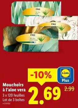 Lidl Cien mouchoirs à l'aloe vera offre