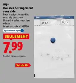 Lidl W5 housses de rangement sous vide offre