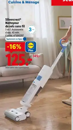 Lidl Silvercrest nettoyeur de sols sans fil offre