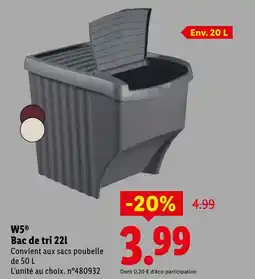 Lidl W5 bac de tri 22l offre