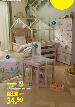 Lidl Livarno table et 2 chaises pour enfant offre