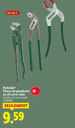 Lidl Parkside pinces de plomberie ou clé serre-tube offre