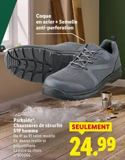 Lidl Parkside chaussures de sécurité s1p homme offre