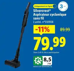 Lidl Silvercrest aspirateur cyclonique sans fil offre