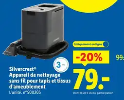 Lidl Silvercrest appareil de nettoyage sans fil pour tapis et tissus d'ameublement offre