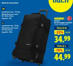 Lidl Esmara sac de voyage à roulettes offre