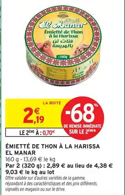 Intermarché El manar émiétté de thon à la harissa offre