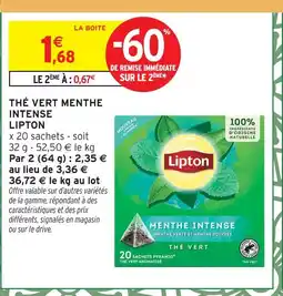 Intermarché Lipton thé vert menthe intense offre