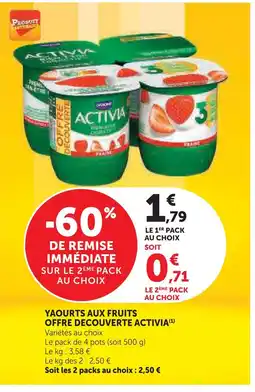 Super U Activia yaourts aux fruits offre découverte offre