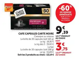 Super U Carte noire cafe capsules offre