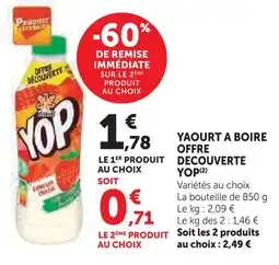 Super U Yop yaourt à boire offre découverte offre