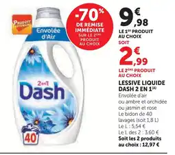 Super U Dash lessive liquide 2 en 1 offre