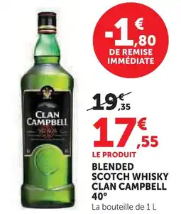 Super U Clan campbell blended scotch whisky 40° offre