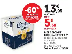 Super U Corona bière blonde extra 4,5° offre