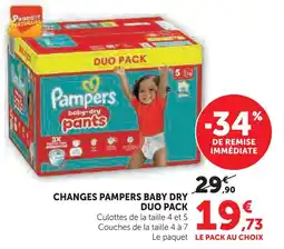 Super U Pampers baby dry pants duo pack offre