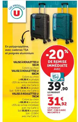Super U U valise à roulettes 55 cm offre