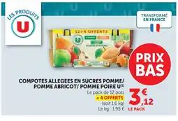 U Express U compotes allégées en sucres pomme/pomme abricot/pomme poire offre