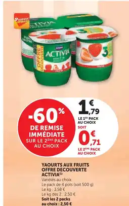 U Express Activia yaourts aux fruits offre découverte offre