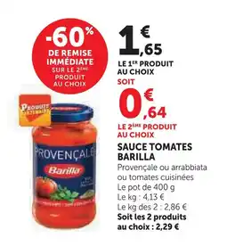 U Express Barilla sauce tomates offre