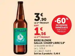 U Express GALLIA CHAMP LIBRE 5,8° Biere blonde offre