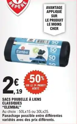 E.Leclerc Sacs poubelle à liens classiques elembal offre