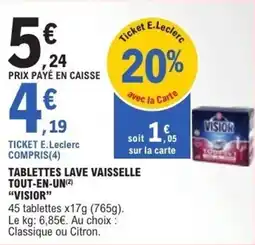 E.Leclerc Tablettes lave vaisselle tout-en-un visior offre