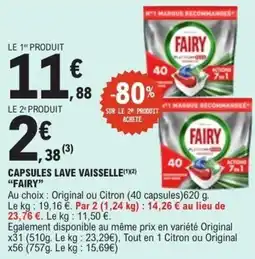 E.Leclerc Capsules lave vaisselle fairy offre