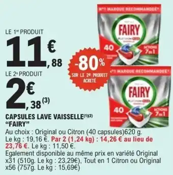 Capsules lave vaisselle fairy