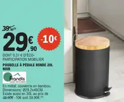 E.Leclerc Poubelle à pédale ronde noir offre