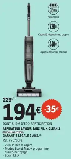 E.Leclerc Aspirateur laveur sans fil x-clean 2 offre