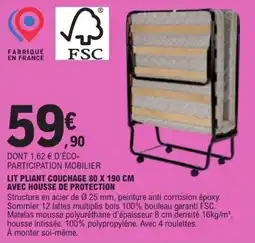 E.Leclerc Lit pliant couchage avec housse de protection offre