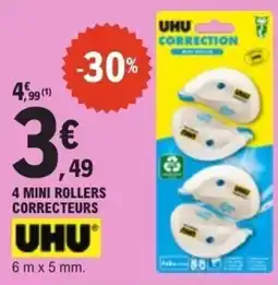 E.Leclerc 4 mini rollers correcteurs uhu offre