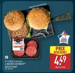 ALDI ST-CLEMENT LE BOUCHER 4 HACHÉS AU BŒUF offre