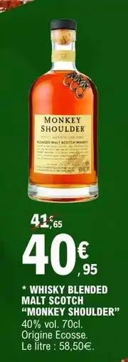 E.Leclerc WHISKY BLENDED MALT SCOTCH 'MONKEY SHOULDER' offre