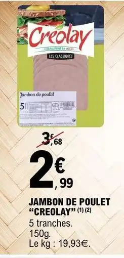 E.Leclerc JAMBON DE POULET “CRÉOLAY” offre