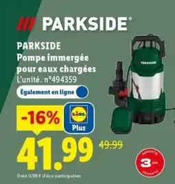 Lidl PARKSIDE Pompe immergée pour eaux chargées offre