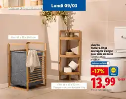 Lidl Livarno Panier à linge ou étagère d'angle pour salle de bains offre