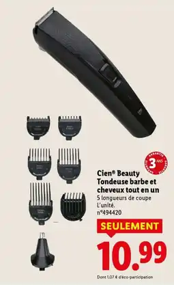 Lidl CIEN Beauty Tondeuse barbe et cheveux tout en un 5 longueurs de coupe offre