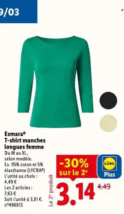Lidl ESMARA T-shirt manches longues femme offre