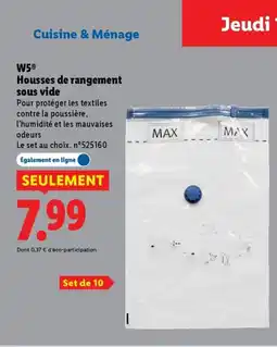 Lidl W5 Housses de rangement sous vide offre